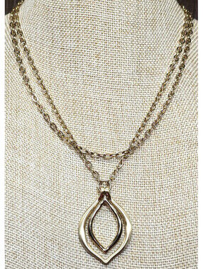 Etienne Aigner Pendant Necklace Double Row Chain Gold